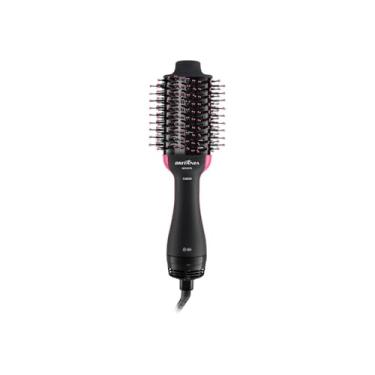 Imagem de Escova Secadora de Cabelo Profissional, 1300W, Bivolt 127/220V, Tecnologia Iônica, Preta com Rosa, 37cm x 8cm, 3 Temperaturas