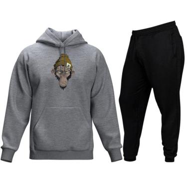 Imagem de Conjunto De Moletom Blusa e Calça De Inverno Modelo Canguru-Masculino