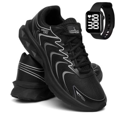 Imagem de Kit Tênis Masculino Esporte Para Corrida e Caminhada Treino e Relógio-Masculino