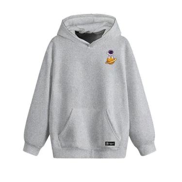 Imagem de Blusão Moletom Canguru Astronauta Saturno Infantil Personalizado com Capuz e Bolso-Unissex