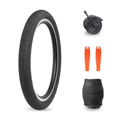 Imagem de ZUKKA 20 x 1,95 Pneu de bicicleta de montanha de 50,8 cm Pneu de substituição dobrável para bicicleta infantil Mountain Bike BMX Bike (20 x 1,95/1 pneu + 1 tubo + 2 alavancas)