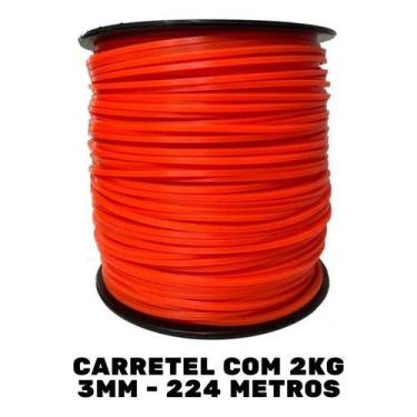 Imagem de Fio De Nylon Quadrado 2kg P/ Aparador De Grama Roçadeira 3mm Cor Laran