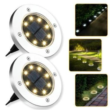 Imagem de 2 Luminária Espeto De Led Jardim Solar Fotocélula Ip65 Grama Iluminaçã