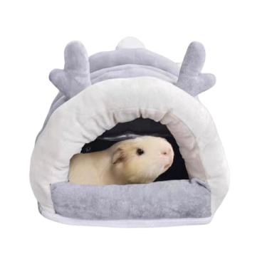 Imagem de Cama esconderijo de porquinho-da-índia – casa de porquinho da índia com fundo removível para coelhos, chinchilas, furões, animais de estimação pequenos – pelúcia grossa, caverna quente e aconchegante
