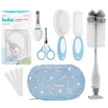Imagem de Kit Cuidados Bebê Escova Cortador Aspirador Azul Buba 11 Pçs, Kit Cuid
