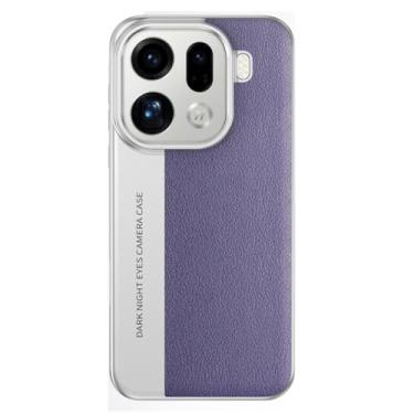 Imagem de HAOMRIYL Capa para Oppo Find X9/X9pro, proteção fina à prova de choque capa de couro de policarbonato rígido cor emenda estilo de negócios, roxo, X9Pro