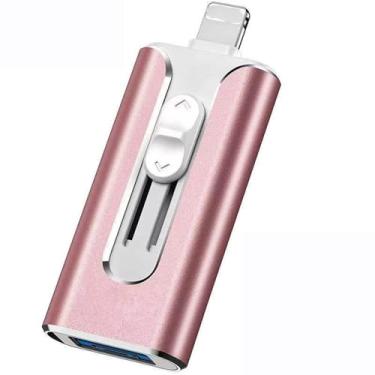 Imagem de Pen Drive de 128 GB para iPhone, pen drives, pen drive USB de alta velocidade para fotos e vídeos, armazenamento externo para iPhone/iPad/Android/laptop