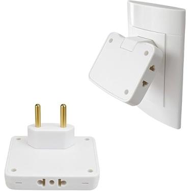 Imagem de Adaptador de Tomada Articulável 3 Saídas 10A Bivolt 127V/ 220V Sistema Dobrável 90 Graus