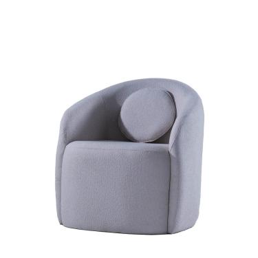 Imagem de Poltrona Giratória Estofada com Almofada Nuvia - Linho Texturizado Cinza