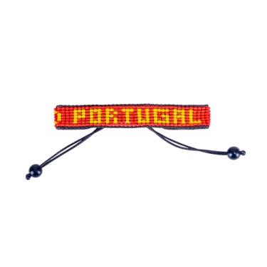 Imagem de FAHARI Pulseira com contas de bandeira de Portugal, pulseira boho ajustável feita à mão, equipamento para fãs de futebol da Copa do Mundo de 2026, time de apoio de Portugal, presente para homens e