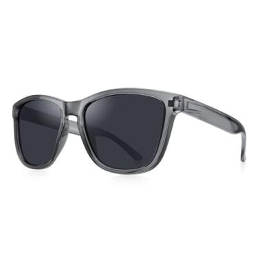 Imagem de Óculos de sol polarizados quadrados Candy Color para mulheres, homens, modernos, retrô, unissex, com proteção UV400, Cinza Tra, Lens Width: 54 Millimeters