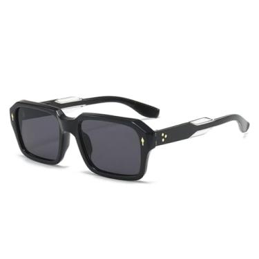 Imagem de Óculos de Sol Vintage Feminino Punk com Rebites, Lentes Transparentes com Degradê Oceano e Proteção UV400 (Preto, Transparente e Cinza)