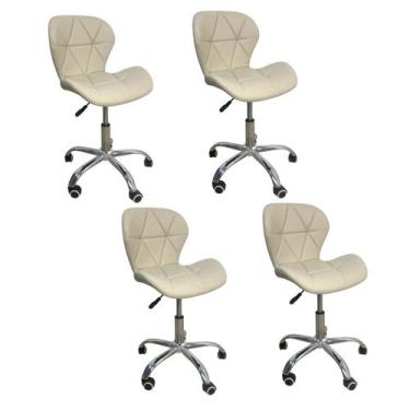 Imagem de Kit 4 Cadeiras Escritório Slim Vegas Base Giratória Estofada Nude - Dk