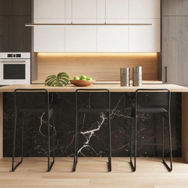 Imagem de Banqueta Cozinha Alta Kit 3 Base Industrial Aramada Taynah K01 - D'rossi Cor Preto