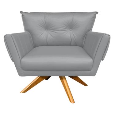 Imagem de Poltrona Giratória Anitta Corino Base Madeira MA30 D03 - D'Rossi Cinza