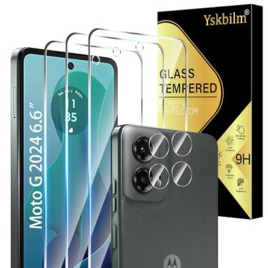 Imagem de Yskbilm (Pacote com 3+2) Projetado para Motorola Moto G 5G 2024 Protetor de Tela de Vidro Temperado + Protetor de Lente de Câmera, [Toque 3D] [Sem Bolhas] [Antiarranhões] Protetor de Tela de Vidro