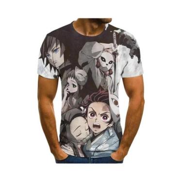 Imagem de Camiseta Unissex Oversized Demon Slayer Com Estampa 3D, Casual De Verã