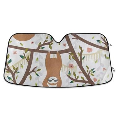 Imagem de Persiana de carro de árvore de preguiça, para-sol de janela frontal de carro, proteção UV dobrável para janela de carro proteção solar para janela de carro