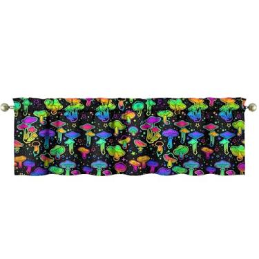 Imagem de mvhsuoem 1 peça de cortina de cozinha de cogumelo para janelas de cozinha, cortinas de arte de fazenda, decoração sobre a pia, 45,7 x 137,2 cm