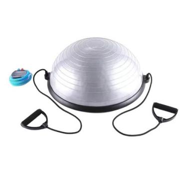 Imagem de Meia Bola Suiça Bosu Balance Dome Ball Pilates Yoga Cinza 4fitness Cor