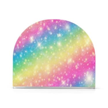 Imagem de Porta-guardanapos de acrílico com glitter arco-íris, suporte de guardanapo moderno em forma de U para mesa, serve para 50-60 guardanapos, porta-guardanapos de jantar