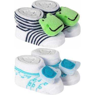 Imagem de Kit 2 Meias Sapatinho Pantufa Bebê Saída Maternidade Recém Nascido Men