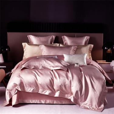 Imagem de Jogo de cama jacquard em algodão, tamanho queen/king, com capa de edredom, lençol e fronhas, 4 peças (240x260cm).