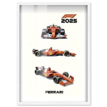 Imagem de Pôster de Fórmula 1 com estampa Italian Racer Shadowbox por Notoriart, moldura branca, 53 x 78 cm