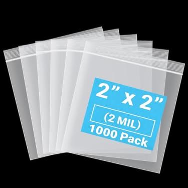 Imagem de joybest Sacos plásticos com zíper de 5 x 5 cm (1000 unidades) – Sacos de poliéster com zíper resseláveis resistentes de 2 mil para joias, miçangas, parafusos, itens pequenos