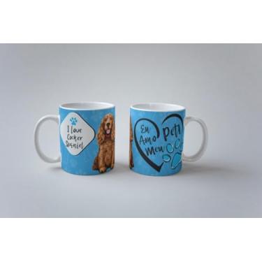 Imagem de Caneca Eu Amo Meu Pet Cocker Spaniel I Love Pet Porcelana 325ml (Cocker 02)