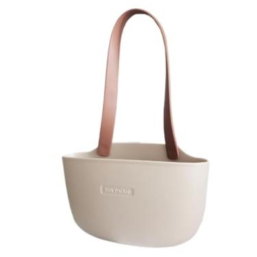 Imagem de Cesta de drenagem de pia suspensa, cesta de drenagem para pia flexível e macia com orifícios de drenagem, grande capacidade para armazenamento de esponja de banheiro de cozinha (marrom café)