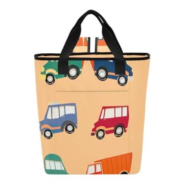 Imagem de Joitme Bolsa térmica colorida com desenho animado de carros, caminhões, laranja mel, 36 latas, bolsa térmica térmica à prova de vazamento, para mulheres e viagens