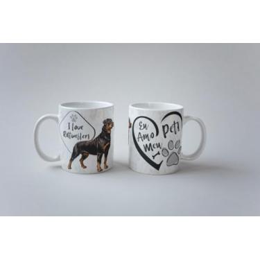 Imagem de Caneca Eu Amo Meu Pet Rottweiler I Love Pet Porcelana 325ml (Rottweiler 02)