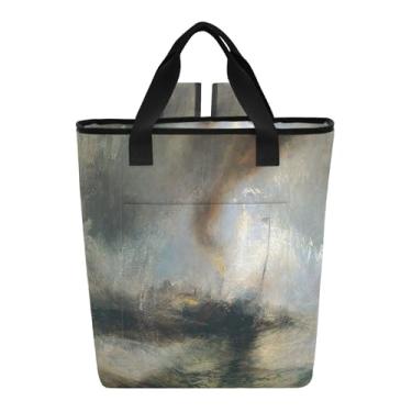 Imagem de Bolsa térmica J. M. W. Turner estampa, tempestade de neve, barco, a vapor, sacos térmicos, para praia, 36 latas, mochila de resfriamento