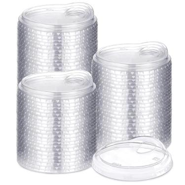 Imagem de Ziliny 100 unidades 98 mm/3,86 polegadas tampas de bico sem palha, tampas PET transparentes para copos de plástico descartáveis para bebidas frias, café, cerveja, coquetel, vinho ou bebidas (Estilo1)