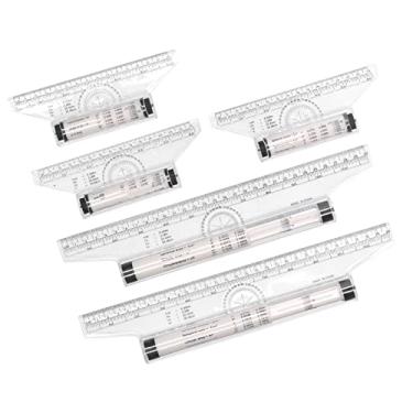 Imagem de Aramox Régua de Rolamento Paralelo de 5 Unidades, Régua de Medição de Plástico Em Escala Transparente Com Furos Redondos para Desenhar Círculos e Fórmulas, para Artistas, Estudantes