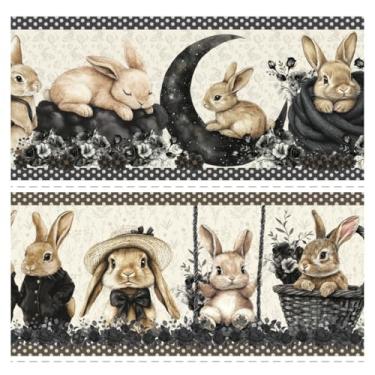 Imagem de Tecido Tricoline Digital Barrado Páscoa Black 100% Algodão