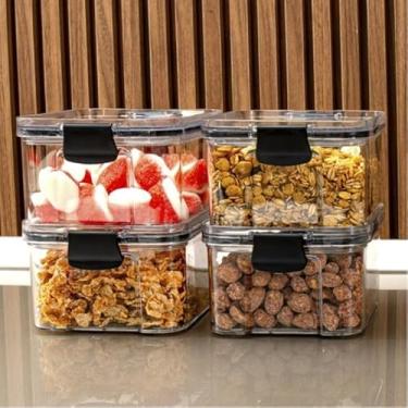 Imagem de Kit com Potes Herméticos para Cozinha – 260ml a 2,2L, Organizador de Alimentos para Dispensa e Armário(4 Potes - 450ml)
