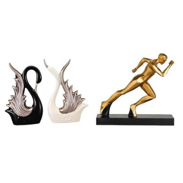 Imagem de Whtkoph Escultura de Cisne em Cerâmica, Estátua Moderna de Corredor, Arte Abstrata, Ornamento de Mesa para Prateleira, Decoração de Lareira, Entrada Ou Qualqu