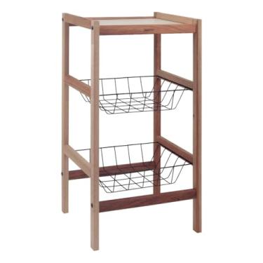 Imagem de Fruteira de chão com duas cestas, marrom