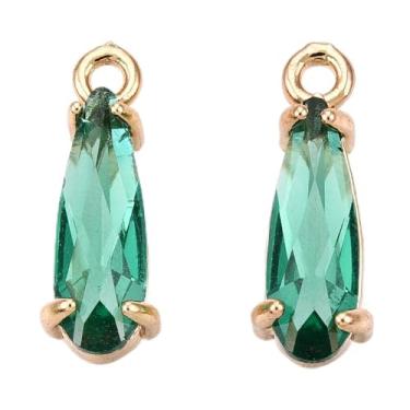 Imagem de Pingentes de vidro de gota facetada, pingentes, pingentes, pingentes, pingentes, de vidro em forma de lágrima com tom dourado, configurações abertas nas costas, para fazer joias, 14,5 x 4,5 x 4 mm