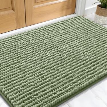 Imagem de OLANLY Tapete de porta de cachorro para patas enlameadas 91 x 61 cm, capacho de lama de chenille ultra absorvente, antiderrapante, lavável e com armadilha de sujeira para entrada interna, tapetes