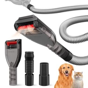 Imagem de Portek Acessório a vácuo de pelos de cachorro para a maioria dos aspiradores de pó, kit de ferramentas de escova de limpeza para animais de estimação como tosador de descamação de subpelo com