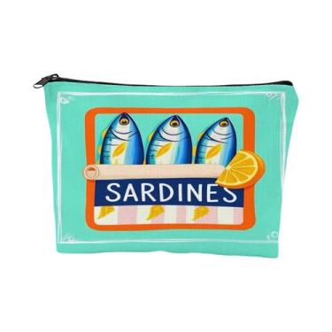 Imagem de Bolsa de maquiagem unissex de linho leve e durável  Design de azeite d