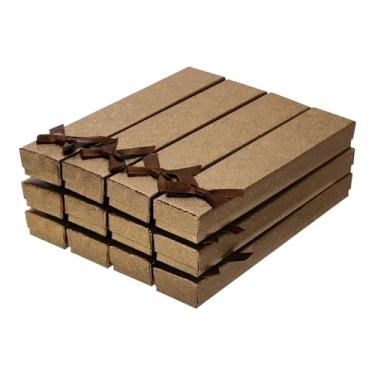 Imagem de PATIKIL Caixa de presente de joias de 21 x 3 x 2 cm, pacote com 12 caixas de colar retangulares de papel de papelão com inserções de espuma laço para festa de casamento, aniversário de casamento