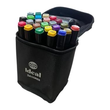 Imagem de Estojo com 24 Canetas Hidrográficas de Colorir, 36 Cores Vibrantes, com Zíper, 16x10x8 cm, para Uso Escolar e Artístico, +3 Anos