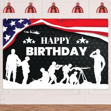 Imagem de Faixa de Feliz Aniversário, Tema de Soldado Militar, Fotografia de Fundo para Meninos, Aniversário, Aniversário, Festa de Casamento, Decoração de Cabine de Fotos