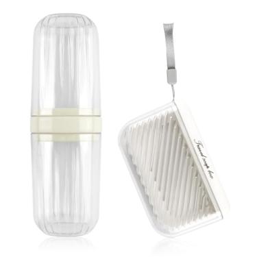 Imagem de Conjunto de 2 peças de acessórios de banheiro, conjunto de banho transparente com tampa, suporte portátil de escova de dentes de viagem, estojo de sabão para viagem, banheiro, acampamento