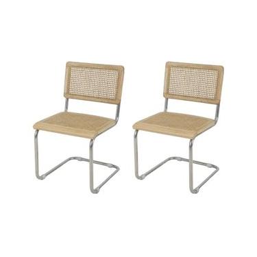 Imagem de Kit 2 Cadeiras Cesca Madeira Base Inox Madeira