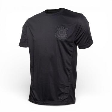 Imagem de Camisa Corinthians All Black Recortes Frontal Logo Bordado